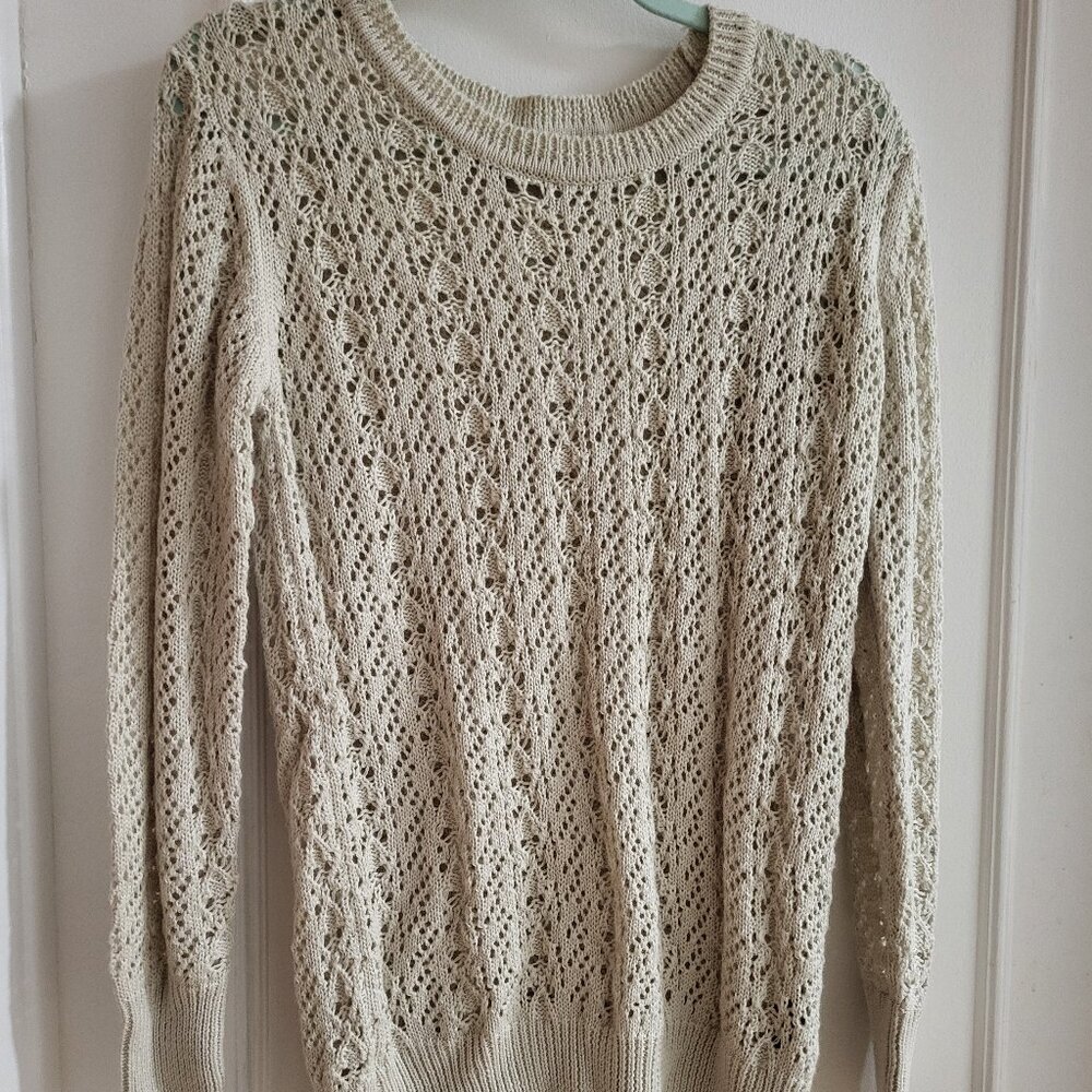 Twik by Simons Cream Crochet Knit Sweater - Size Medium